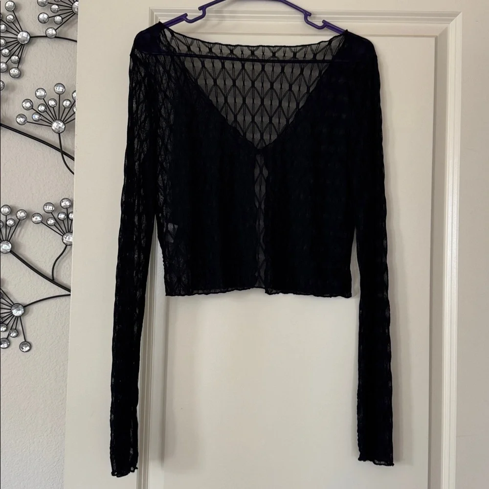 Dazy Elegant Black Size Large Women's Crop Top